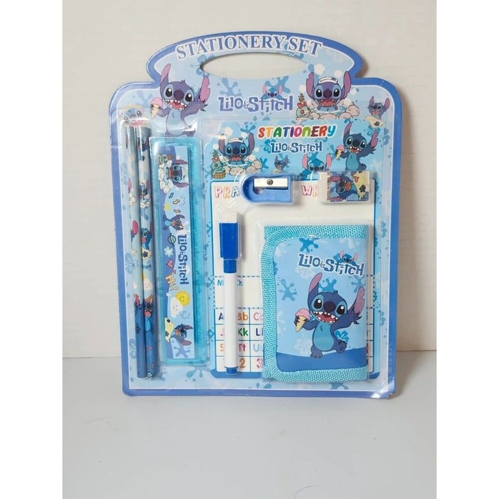 Stationary set with a wallet stich